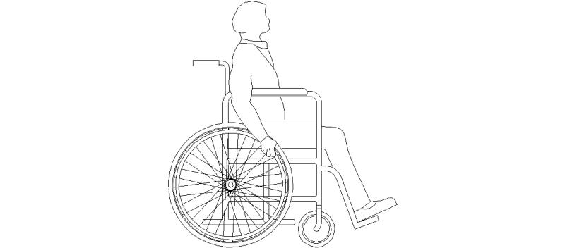 Élévation latérale de l'homme avec fauteuil roulant